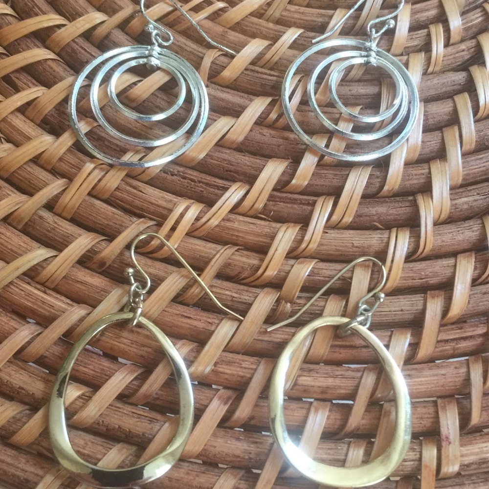 2 for $6 Dangle Earrings one silver one gold